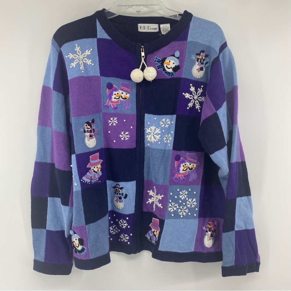 BP Design Sz X Large Patchwork Ugly Christmas Snowman Sweater